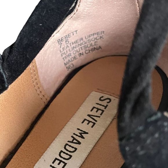 (SOLD) STEVE MADDEN Black Suede Slip On Ballet Flat Shoes With Ankle Ties 7.5 - Picture 8 of 10